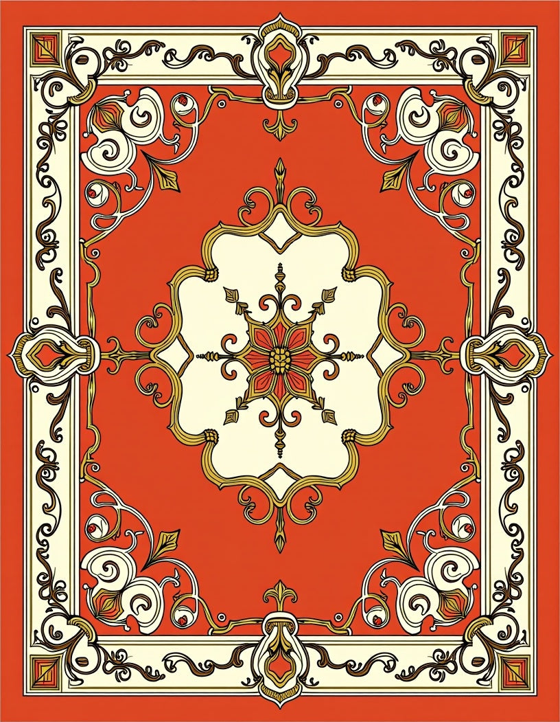 Elegant Ornate Floral Medallion Rug