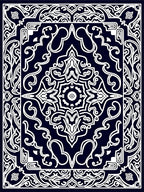 Ornate White On Navy Mandala Rug