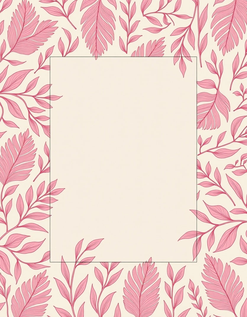 Lush Pink Leaf Pattern Design Rug