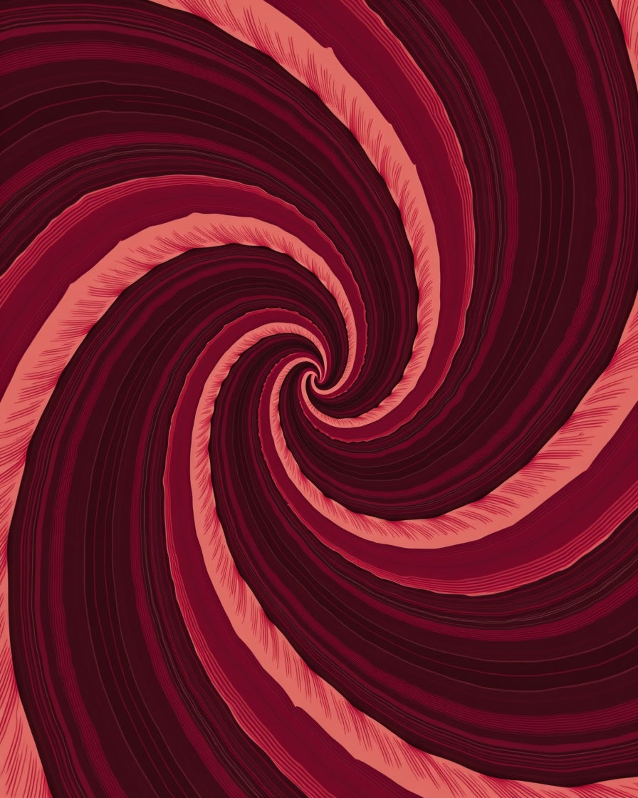 Deep Red Infinite Swirl Pattern Rug