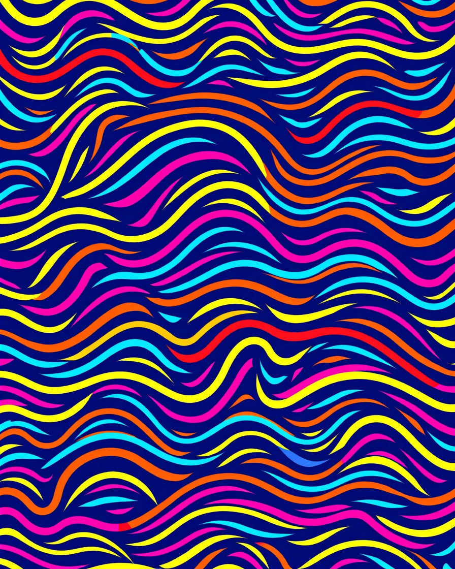 Vibrant Wavy Colorful Lines Rug