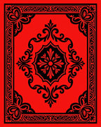 Rich Red Black Floral Symmetry Rug