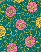 Pink Yellow Floral Vine Design Rug