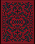 Dark Red And Teal Floral Pattern Rug