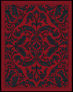 Dark Red And Teal Floral Pattern Rug