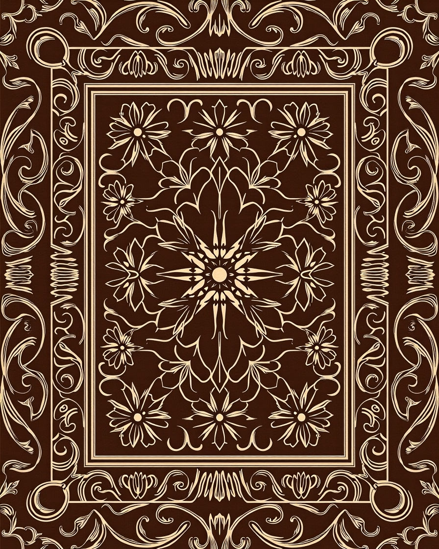 Ornate Floral Vintage Scroll Design Rug