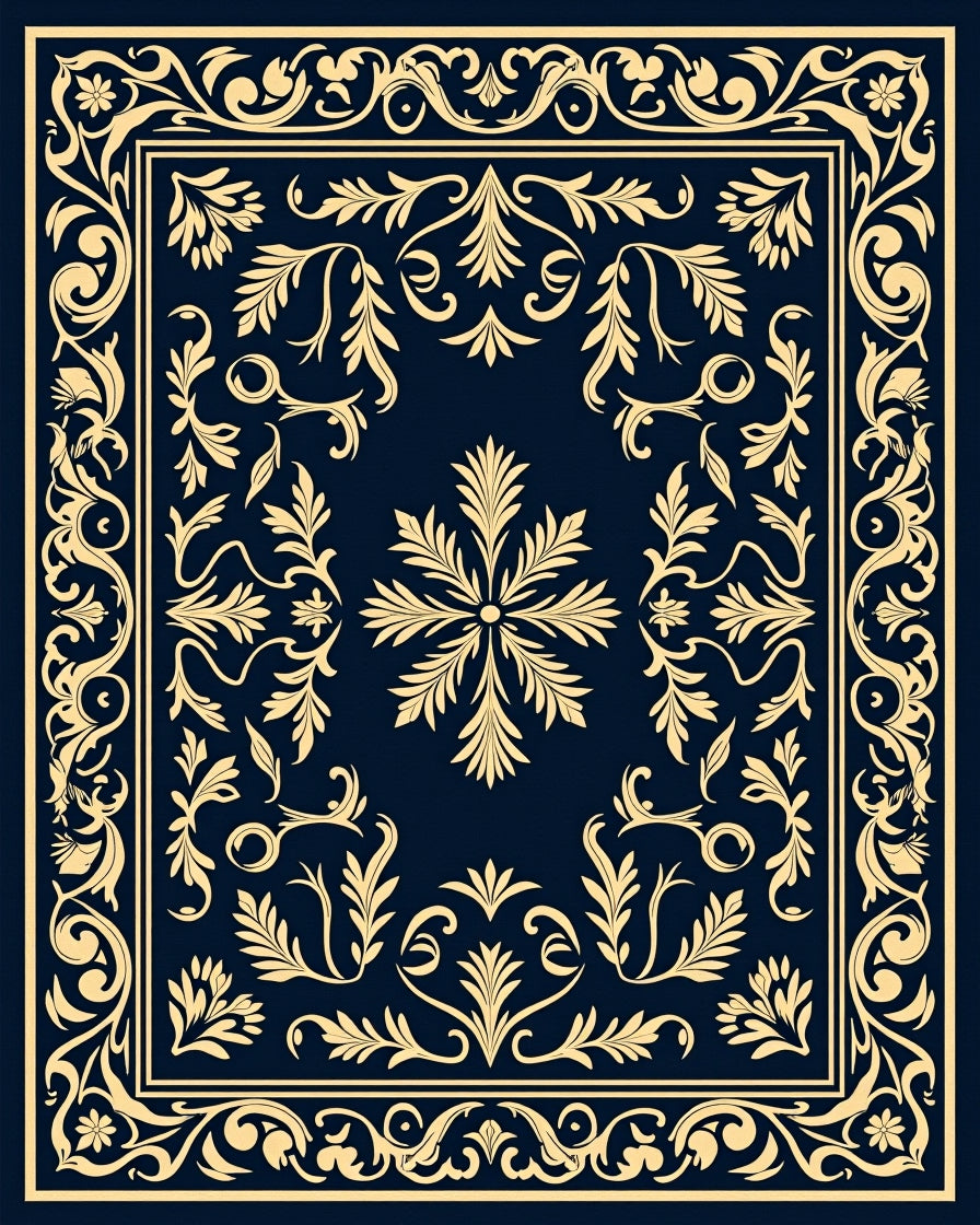 Elegant Floral Scroll Patterned Rug