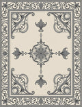 Elegant Floral Scrollwork Frame Rug