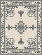 Elegant Floral Scrollwork Frame Rug
