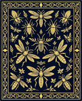 Golden Insects on Navy Blue Field Rug
