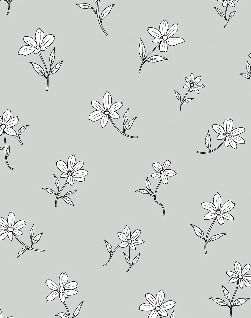 Delicate Floral Outline Pattern Rug