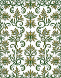Art Nouveau Green Floral Vines Rug