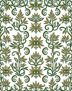 Art Nouveau Green Floral Vines Rug