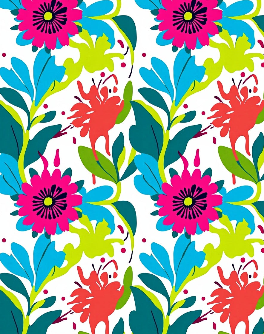 Vibrant Tropical Floral Pattern Rug