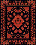Intricate Floral Pattern Red Orange Rug