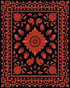 Intricate Floral Pattern Red Orange Rug