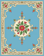 Ornate Floral Bordered Design Rug