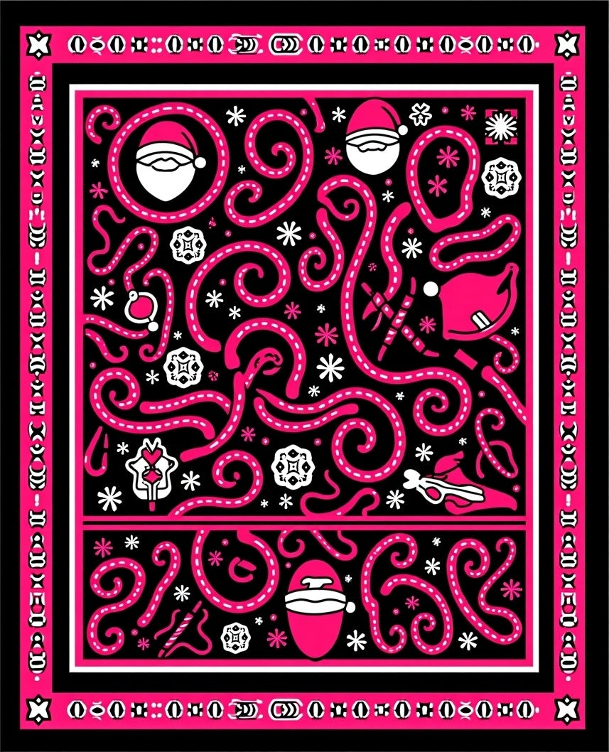 Bold hot pink Santa swirls Rug