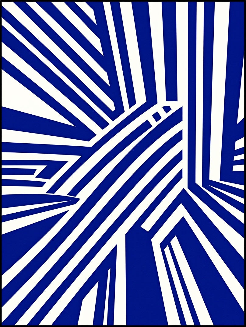 Bold Blue White Geometric Design Rug