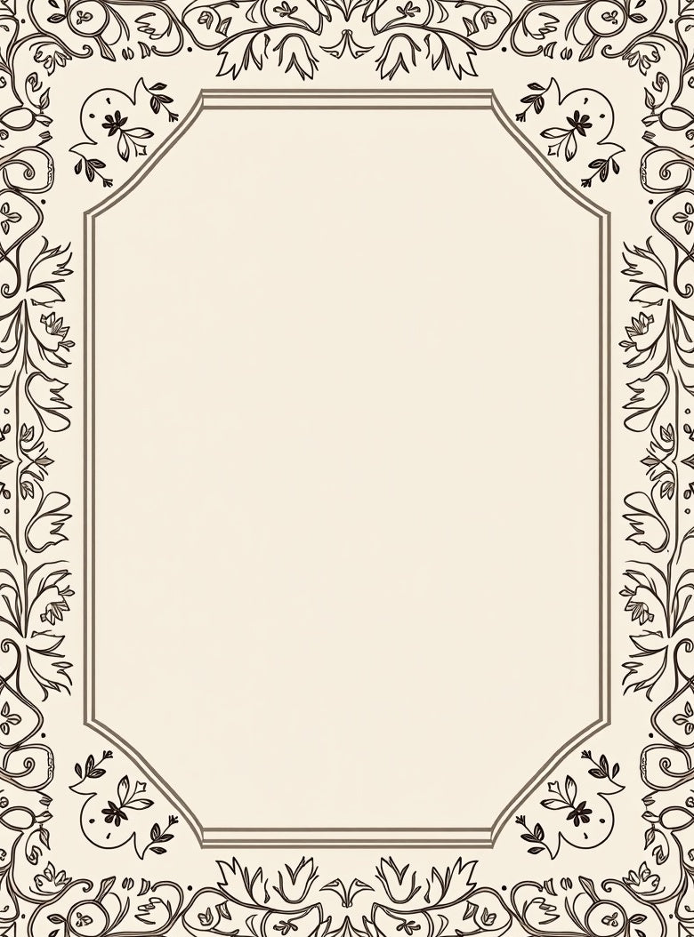 Ornate Floral Leaf Border Design Rug