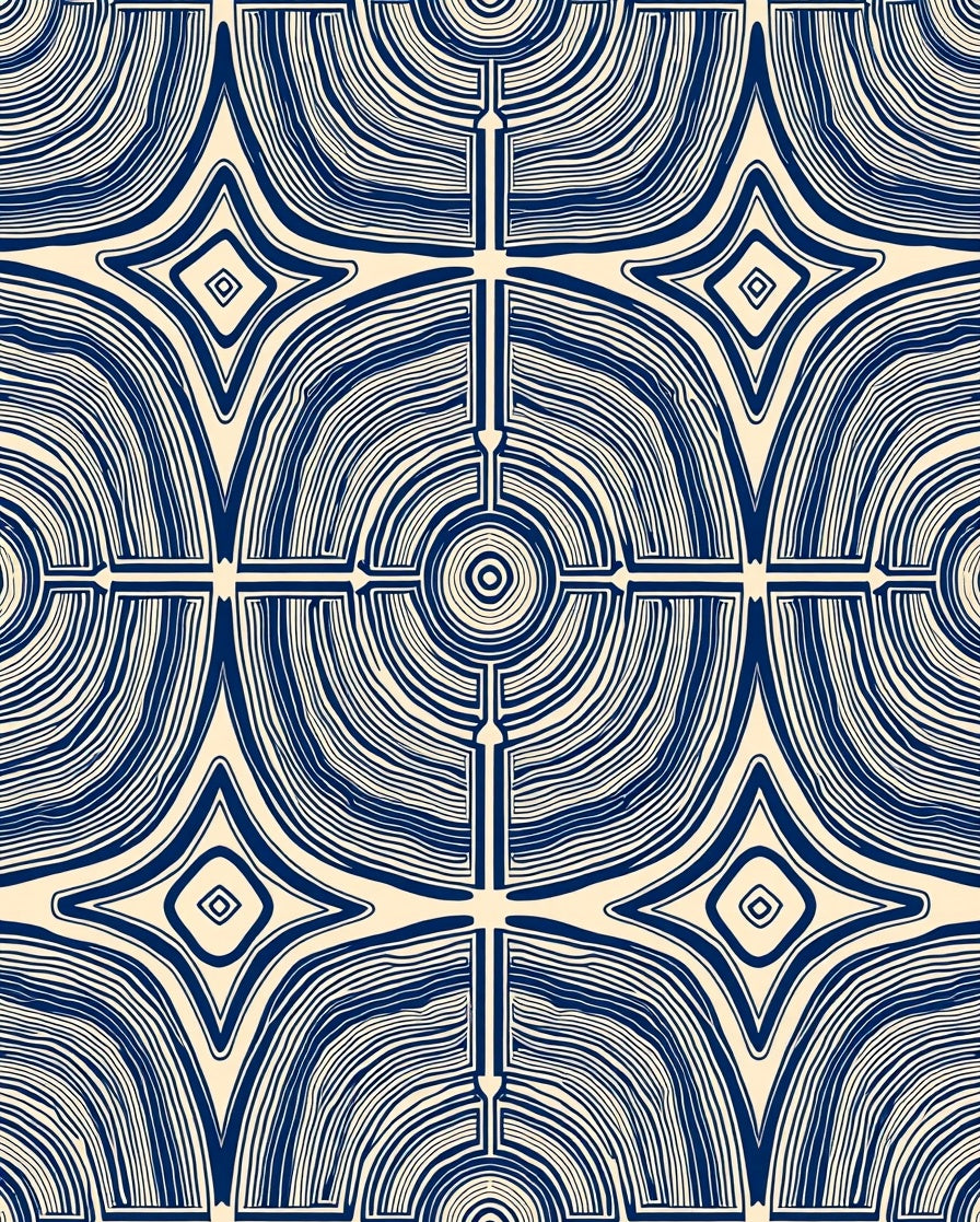 Contoured Labyrinth Nested Diamond Pattern Rug