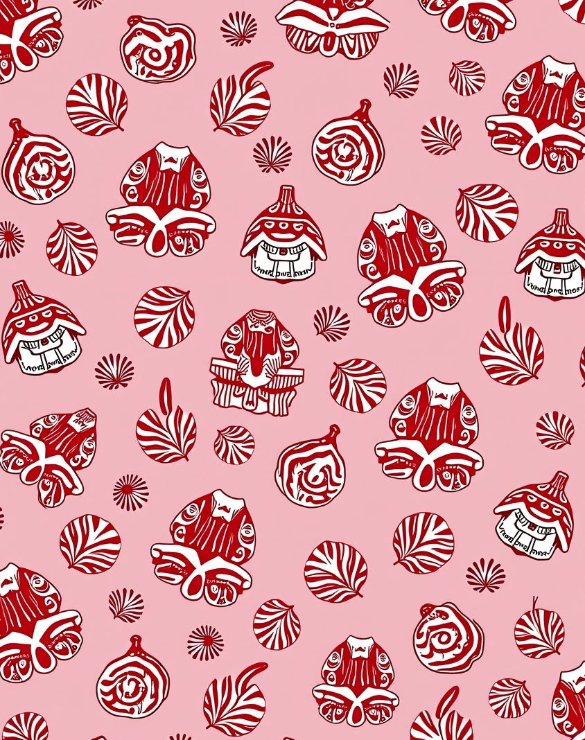 Red Tribal Figures on Pink Ground Rug