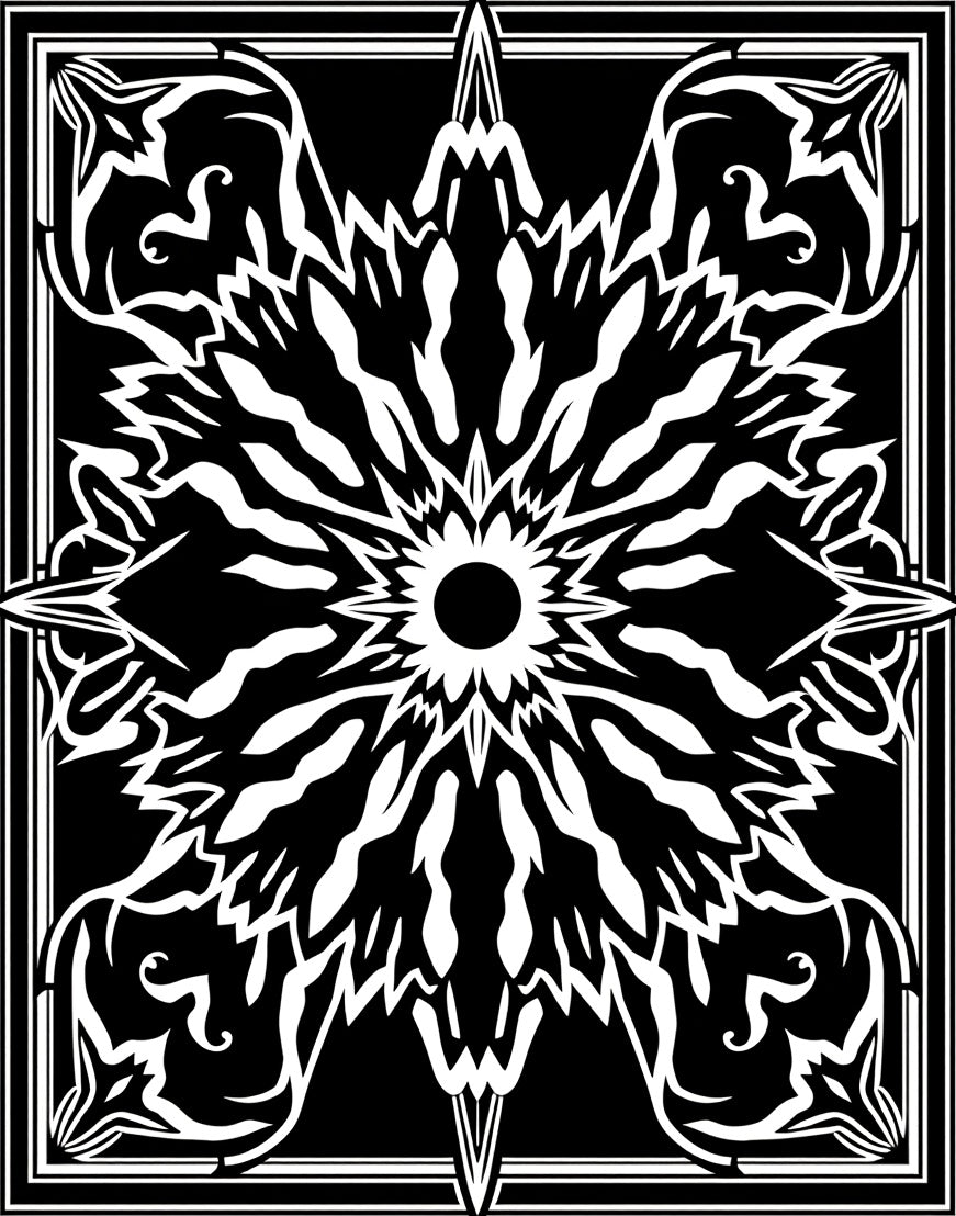 Elegant Floral Inverted Mandala Design Rug