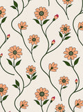 Orange Daisy Vines Pattern Rug