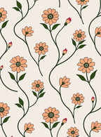 Orange Daisy Vines Pattern Rug