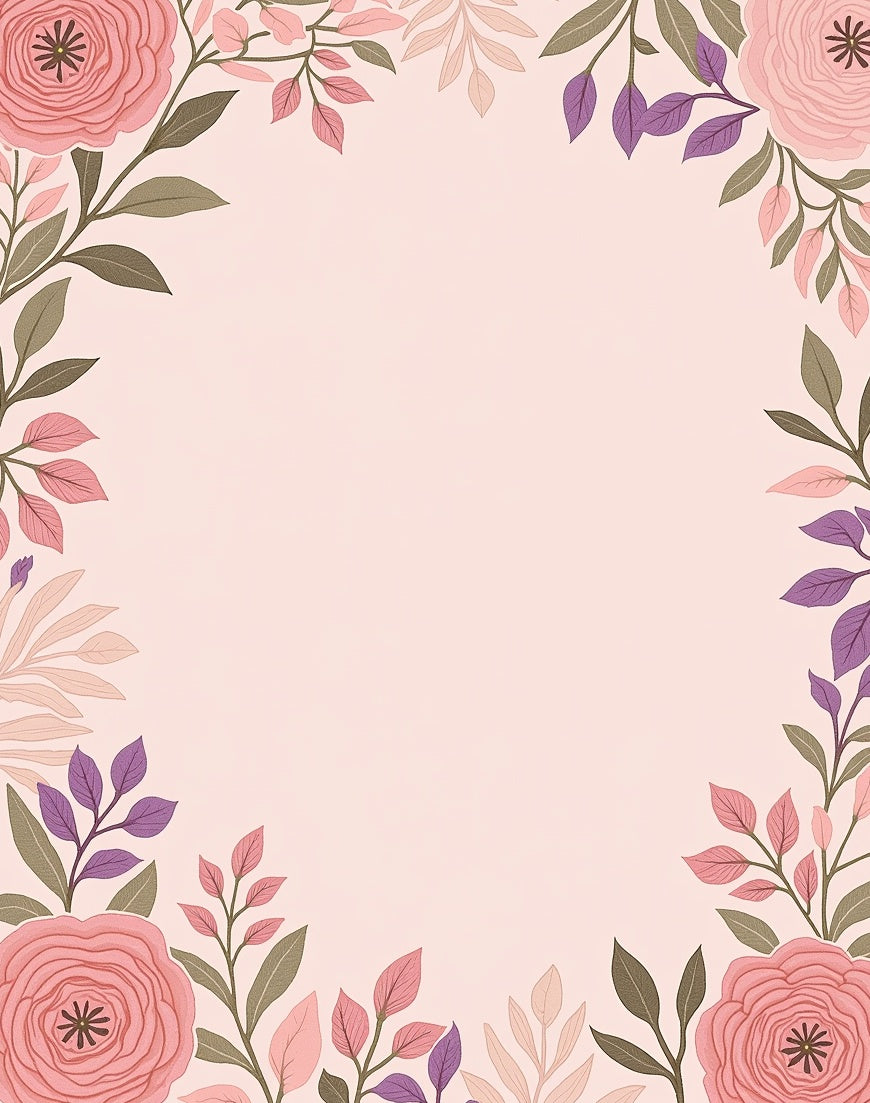 Soft Pink Floral Branches Rug