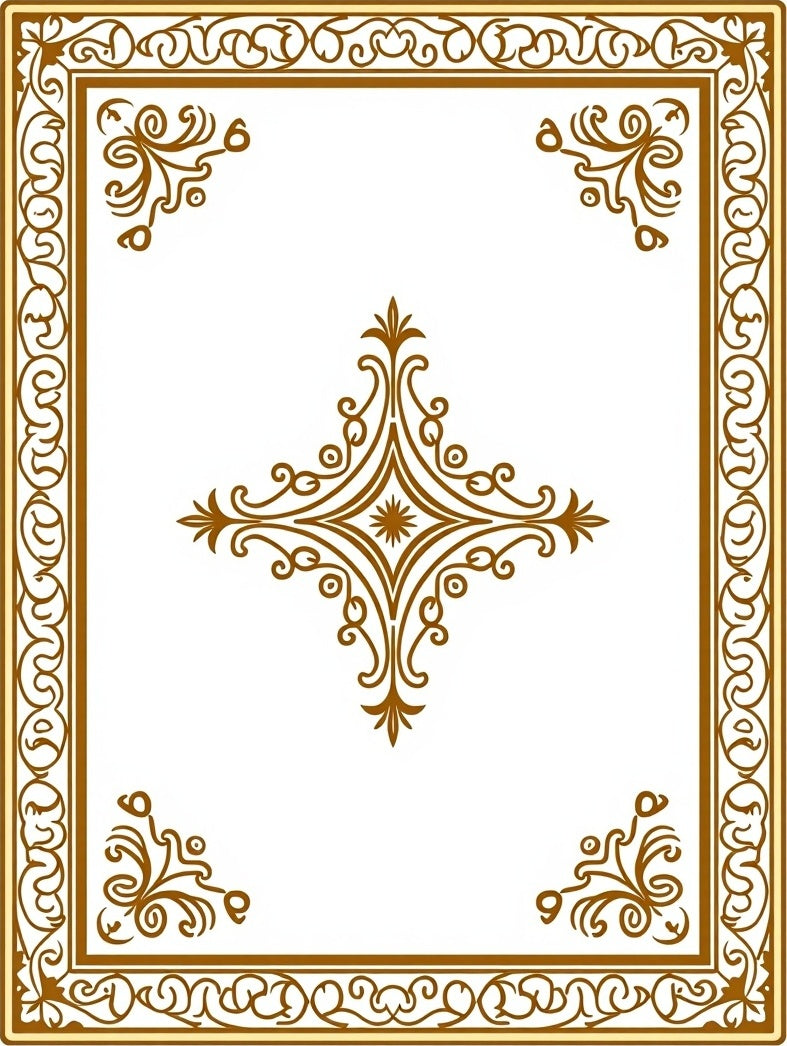 Ornate Medallion Scrollwork and Border Design Rug
