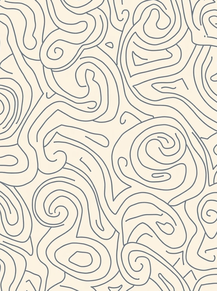 Cream Swirl Abstract Lines Rug