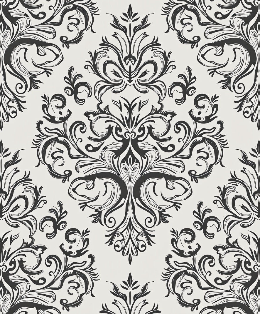 Elegant Flourish Floral Scroll Pattern Rug