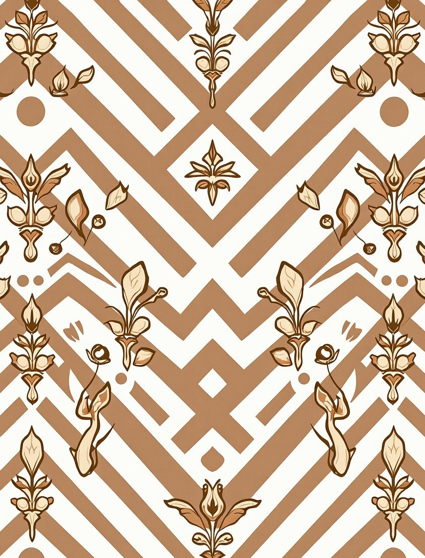 Baroque Floral Geometric Brown Pattern Rug