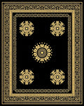 Black Gold Ornate Floral Motif Rug