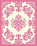 Elegant Pink Floral Damask Pattern Rug