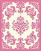 Elegant Pink Floral Damask Pattern Rug