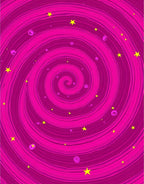 Pink Swirling Starry Psychedelic Design Rug