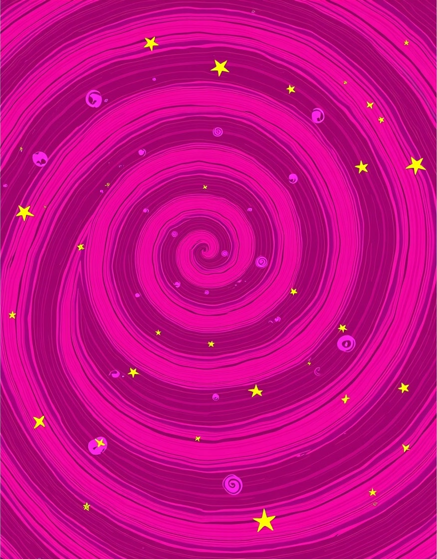 Pink Swirling Starry Psychedelic Design Rug