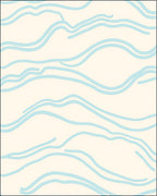 Abstract Cream Light Blue Wave Rug