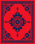 Bold Floral Medallion Red Navy Rug