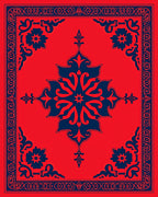 Bold Floral Medallion Red Navy Rug