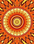 Warm Orange Sunburst Mandala Design Rug