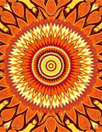 Warm Orange Sunburst Mandala Design Rug