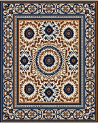 Classic Floral Medallion Bordered Rug
