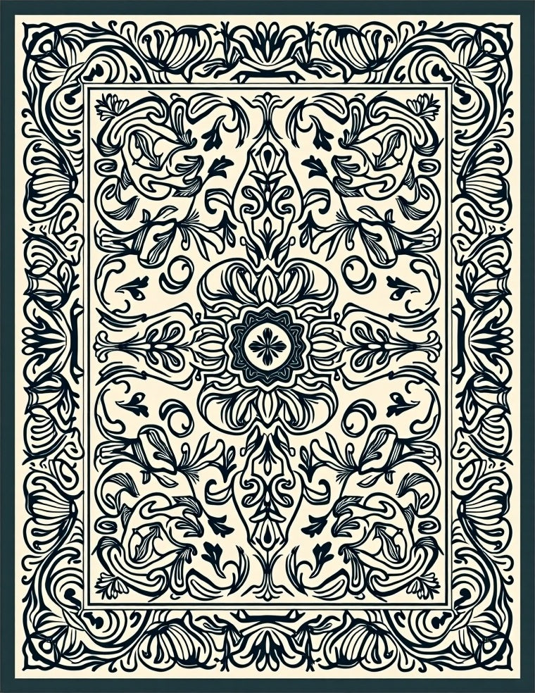 Vintage Symmetry Floral Design Rug