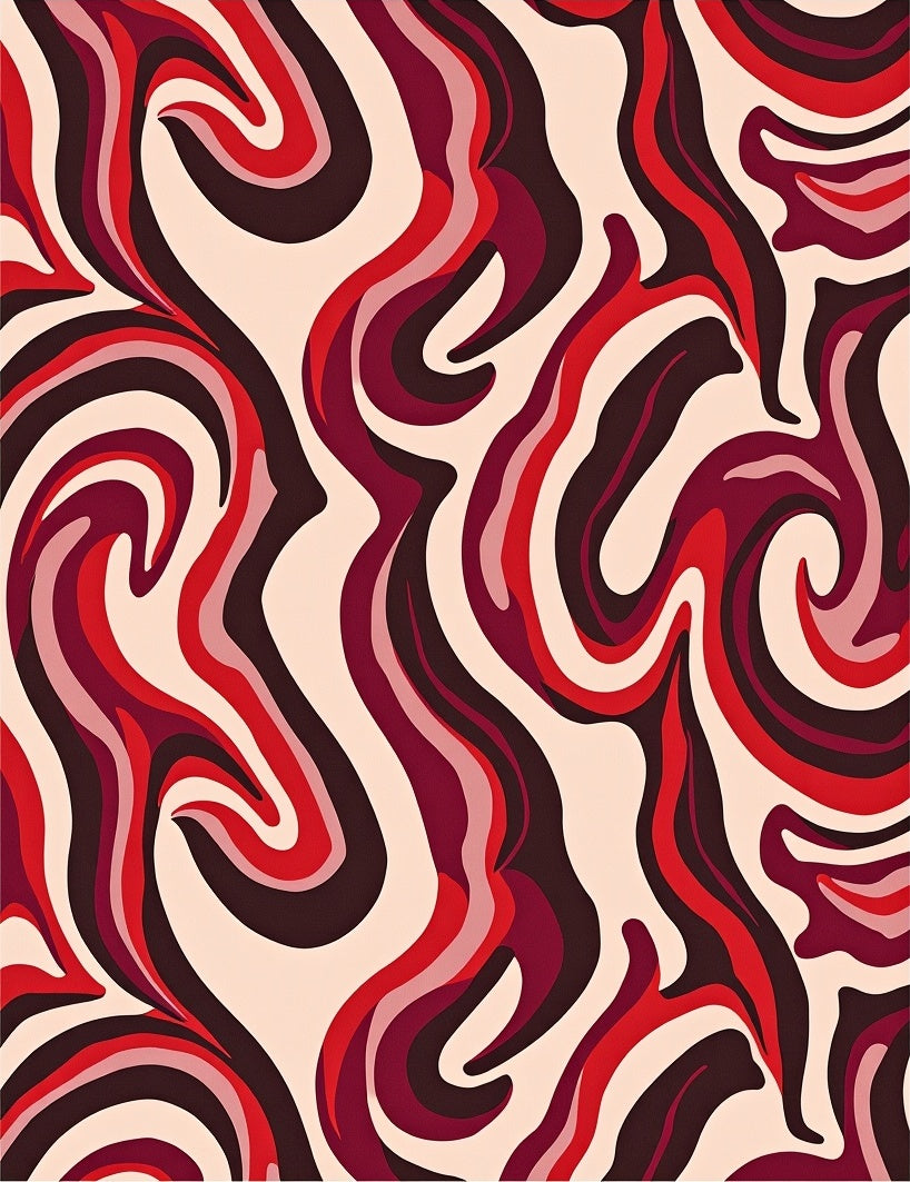 Retro Swirling Crimson Ivory Rug