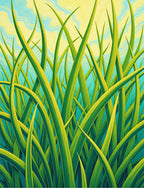 Green Blade Modern Line Art Rug