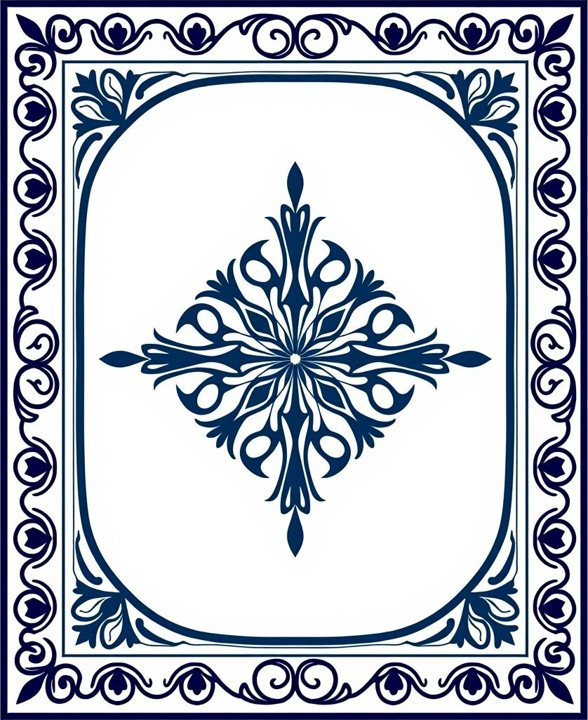 Classic Blue Floral Medallion Design Rug