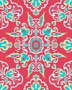Vibrant Coral Floral Mandala Pattern Rug